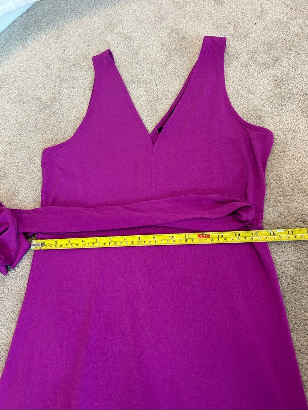 Banana Republic Petite Magenta Purple Sleeveless Midi Dress Tie Waist Sz M NWOT - Picture 9 of 13